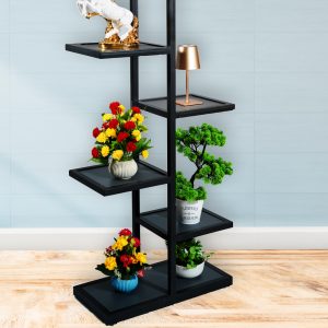 5-Tier Black Metal Floral, Decorative, Art Peach Showpiece Stand